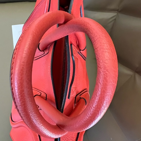 CELINE MINI LUGGAGE Grainy Calfskin Handbag - Orange-Red - Picture 3 of 12